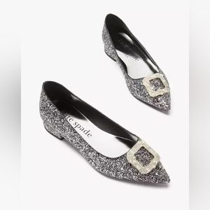 Kate Spade Silver Glitter Women's Flats Shoes 9